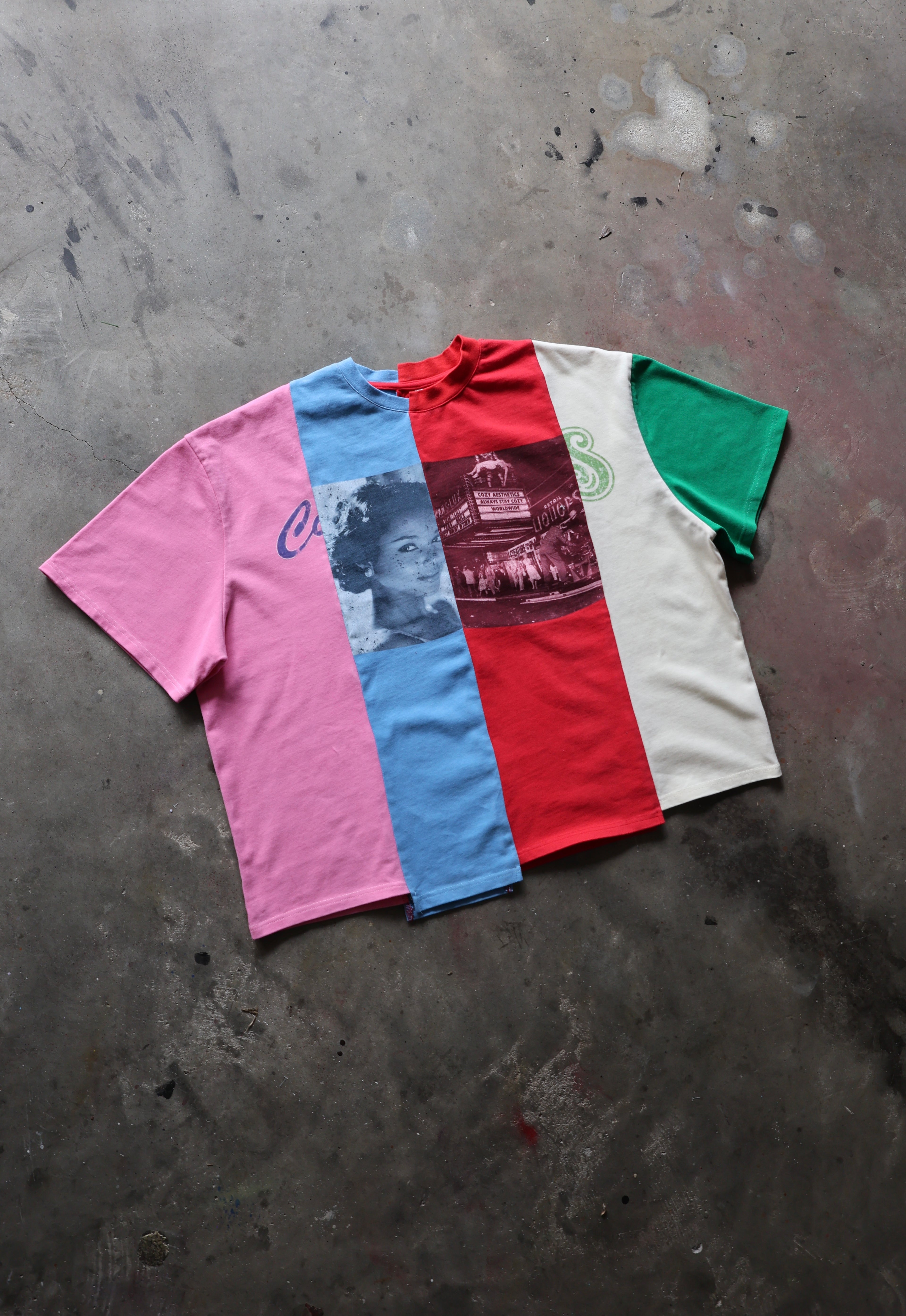 Multicolor Paneled SS Tee (Pink)