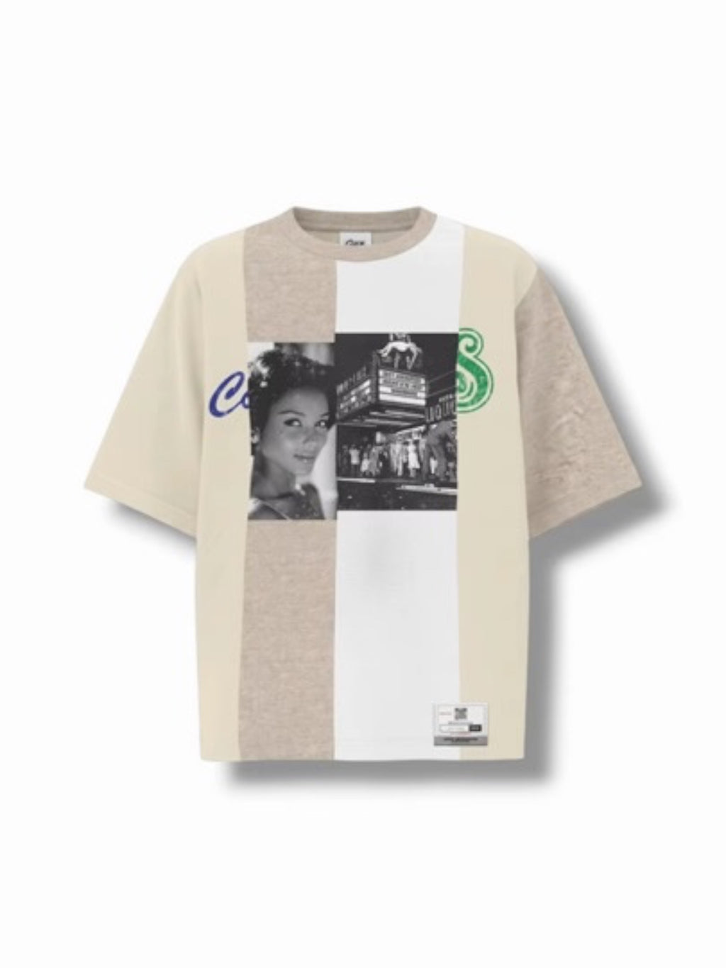 Navy Multicolored Paneled LS Tee