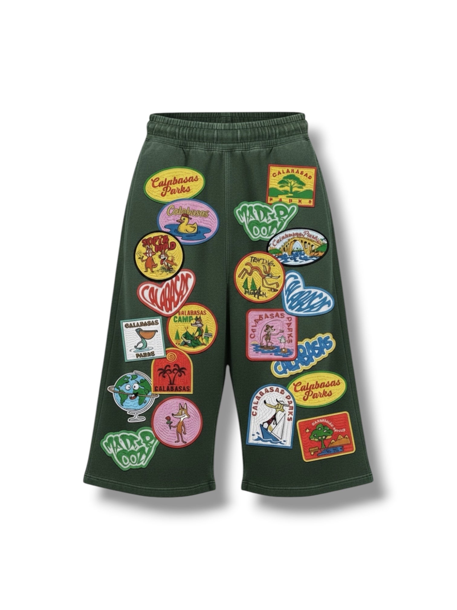 Green Calabasas “Sticker Pack” Sweat Shorts